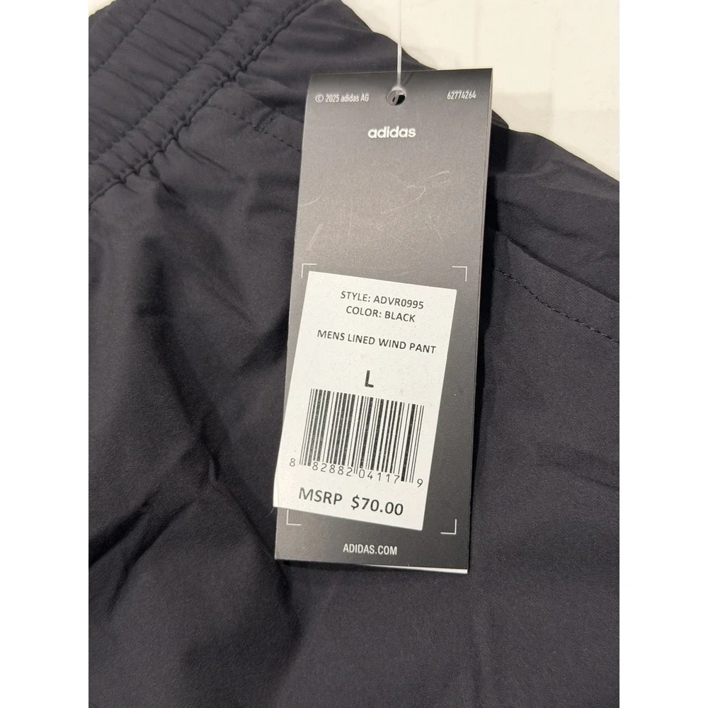 Adidas Mens Fleece Lined Wind Pant Joggers Black ADVR0995 Large NWT